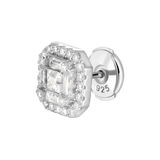 Moissanite Halo Stud Earring - White Gold