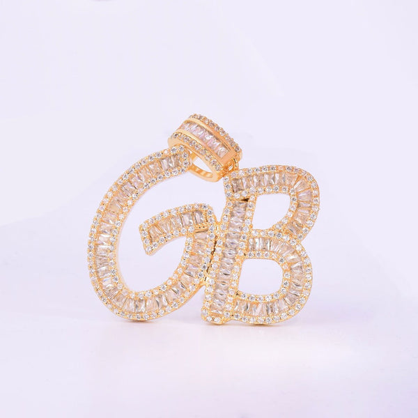 (18k Gold) Iced Out Baguette Letters- Gold