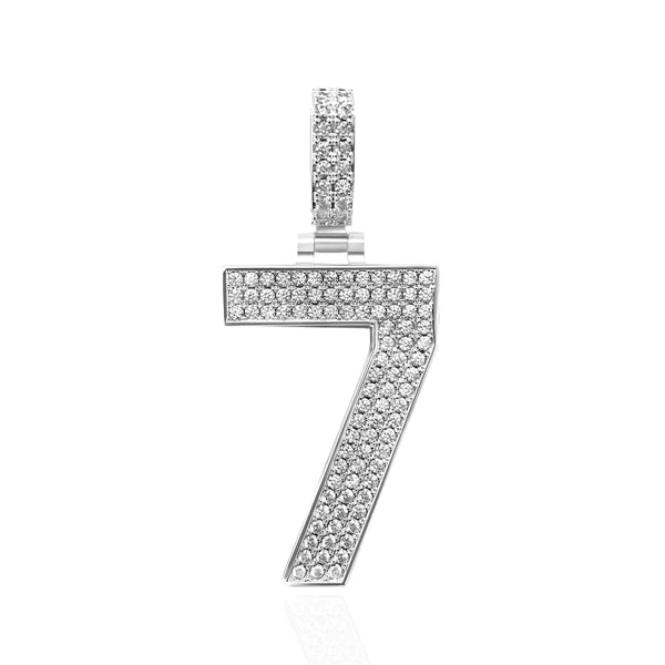 Moissanite Number Pendant - Solid Silver