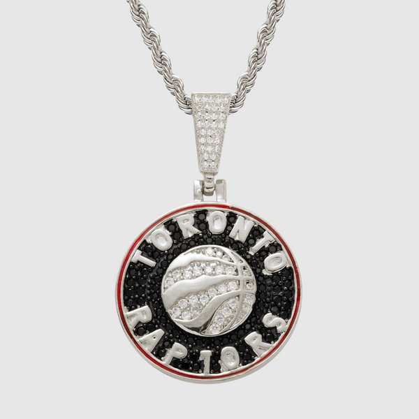 Toronto Raptors Iced Pendant - White Gold