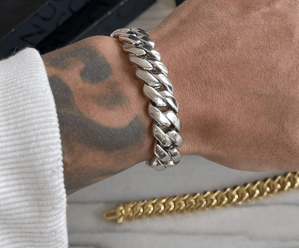 14mm Miami Prong Link Bracelet - White Gold