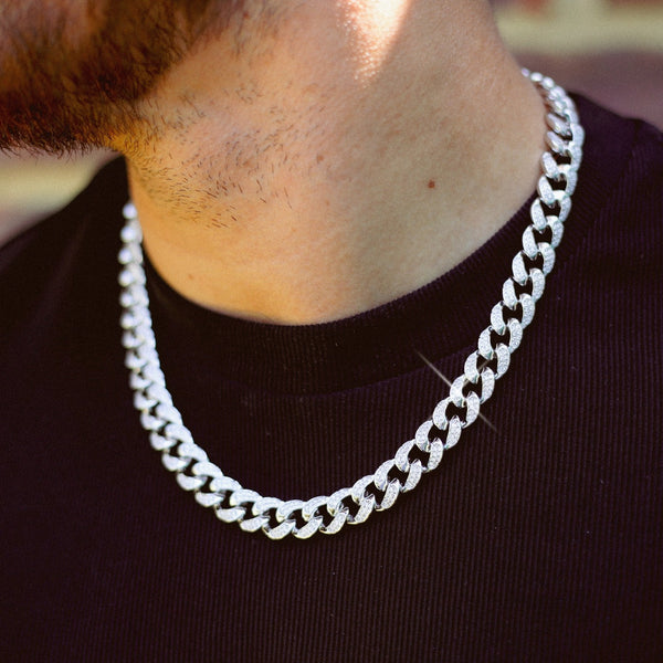 ICED CUBAN CHAIN 12MM - White Gold