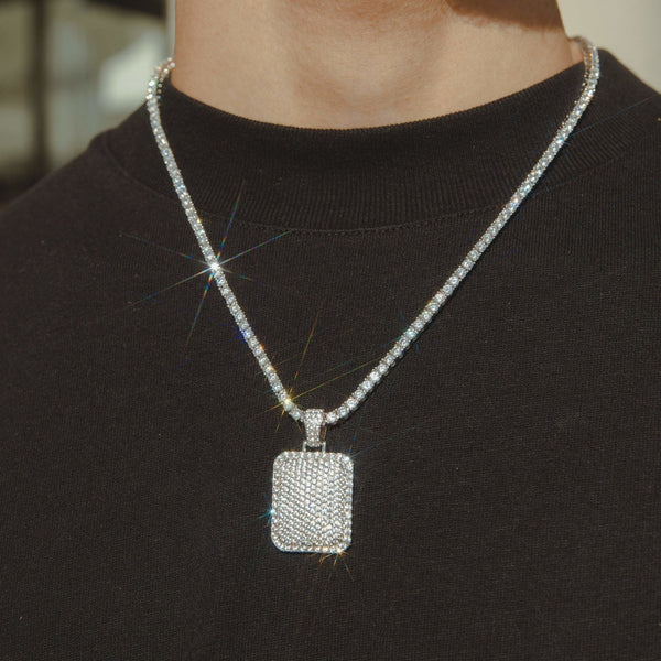 Iced Cube Pendant - White Gold