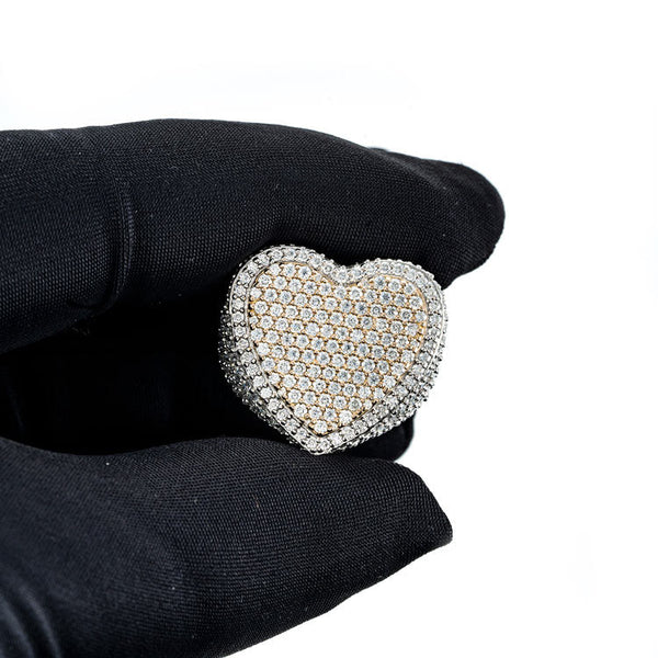 Two Tone Moissanite Heart Shaped Ring - Vermeil Gold