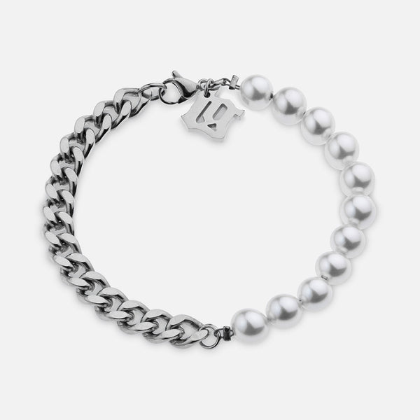 Pearl Cuban Bracelet - White Gold