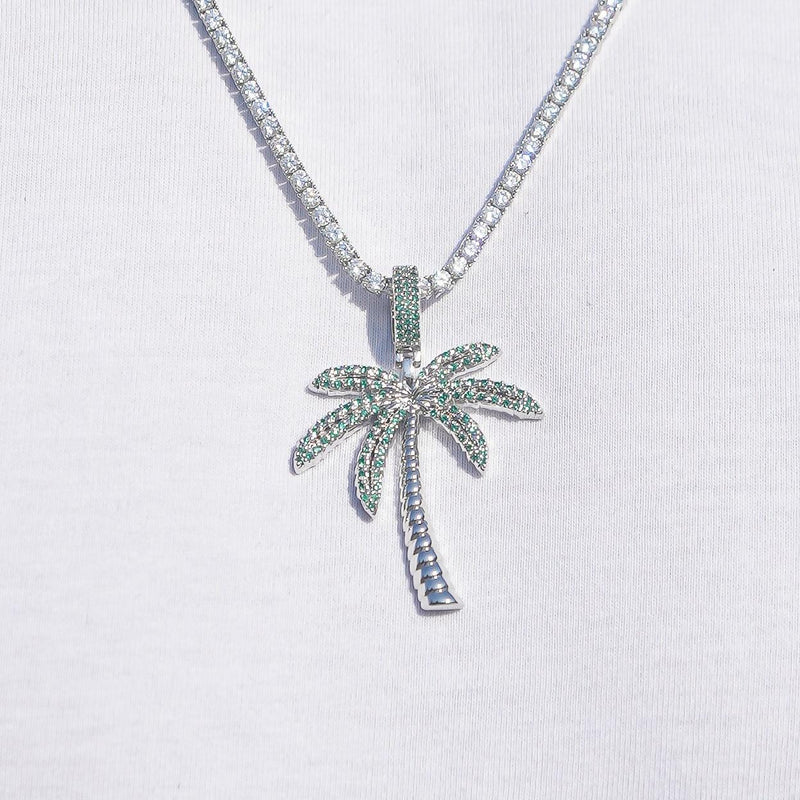 Palm Tree Pendant - White Gold