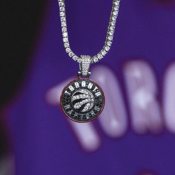 Toronto Raptors Iced Pendant - White Gold